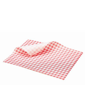 Greaseproof Paper Gingham Print Red 25x20cm 1000pk