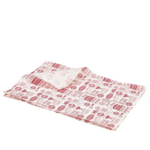 Greaseproof Paper Red Steak House Design 25x35cm - 1000pk