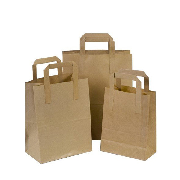 Kraft Bags With Handles - Large 250pk