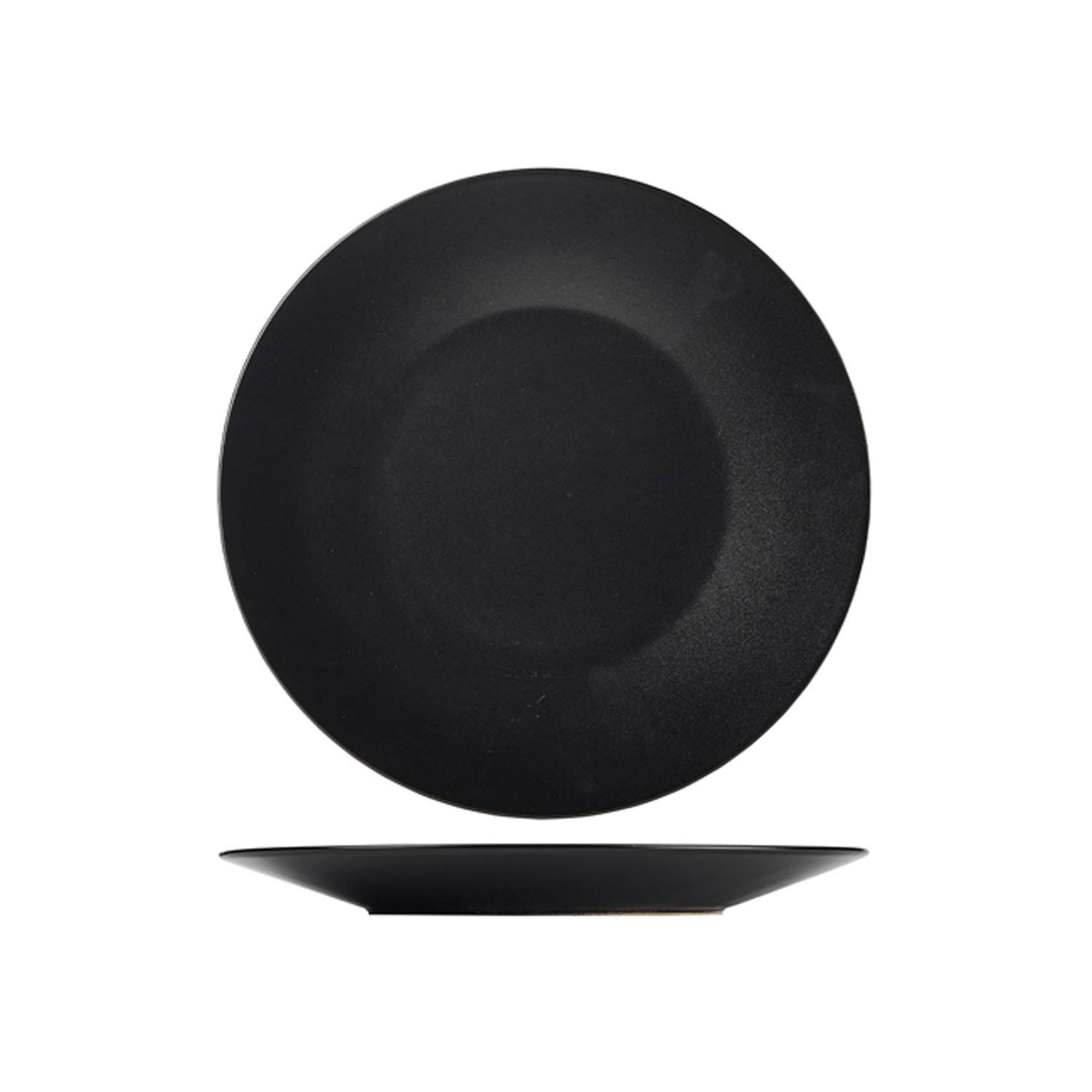 Luna Stoneware Black Wide Rim Plate 30.5cm/12" - Pack 1