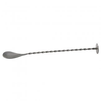Matt Pewter Effect Cocktail Mixing Spoon with Crusher 11" (28cm)
