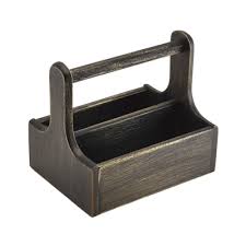 Medium Black Wooden Table Caddy