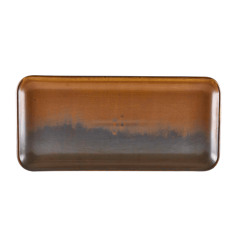 Terra Porcelain Rustic Copper Narrow Rectangular Platter 36 x 16.5cm