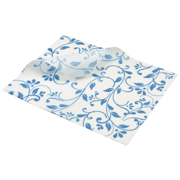 Greaseproof Paper Blue Floral Print 25 x 20cm 1000pk