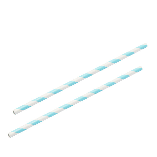 8" Blue & White Paper Straws Case (40 x 250pk)