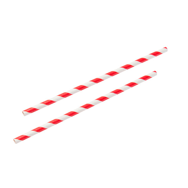 8" Red & White Stripe Paper Straws 250pk