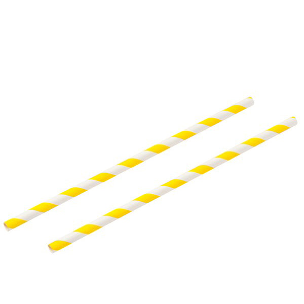 8" Yellow & White Paper Straws Case (40 x 250pk)