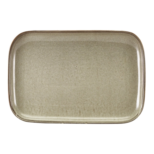 Terra Porcelain Grey Rectangular Plate 34.5 x 23.5cm 6pk