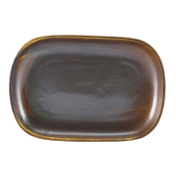 Terra Porcelain Rustic Copper Rectangular Plate 24 x 16.5cm 12pk
