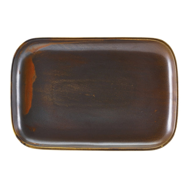 Terra Porcelain Rustic Copper Rectangular Plate 34.5 x 23.5cm 6pk