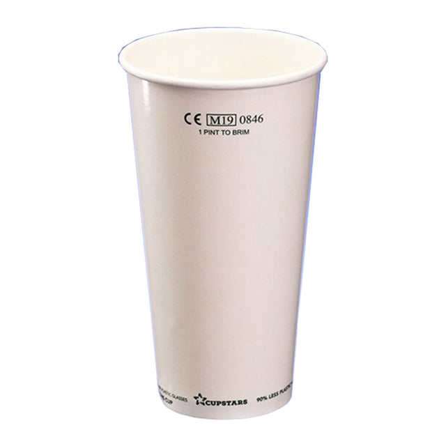 Recyclable Paper Pint Cup - Pint-to-Rim - CE Marked - 1000pk