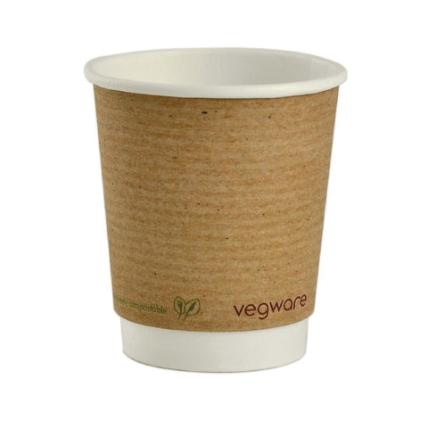 Vegware 8oz Double Wall Brown Kraft Cups x 500pk