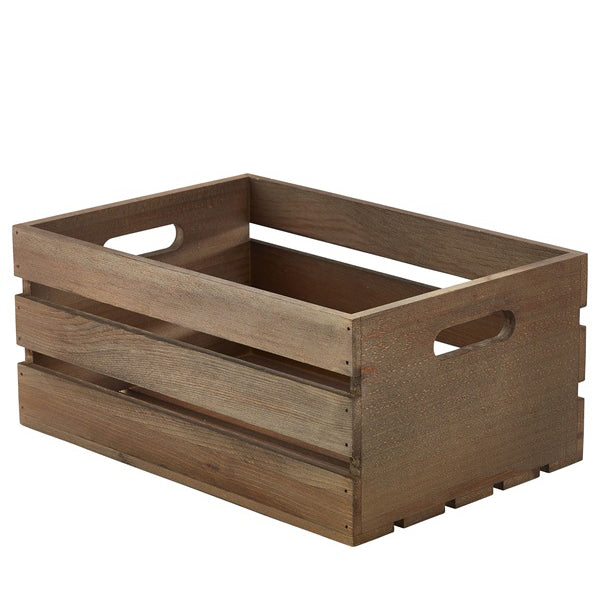 Wooden Crate Dark Rustic Finish 34X23X15cm
