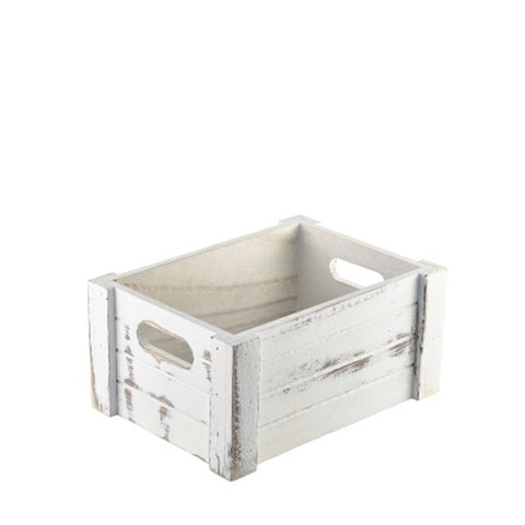 Wooden Crate White Wash Finish 22.8x16.5x11cm