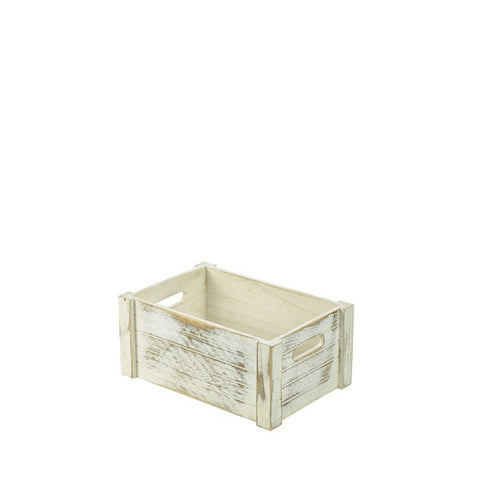 Wooden Crate White Wash Finish 34 x 23 x 15cm