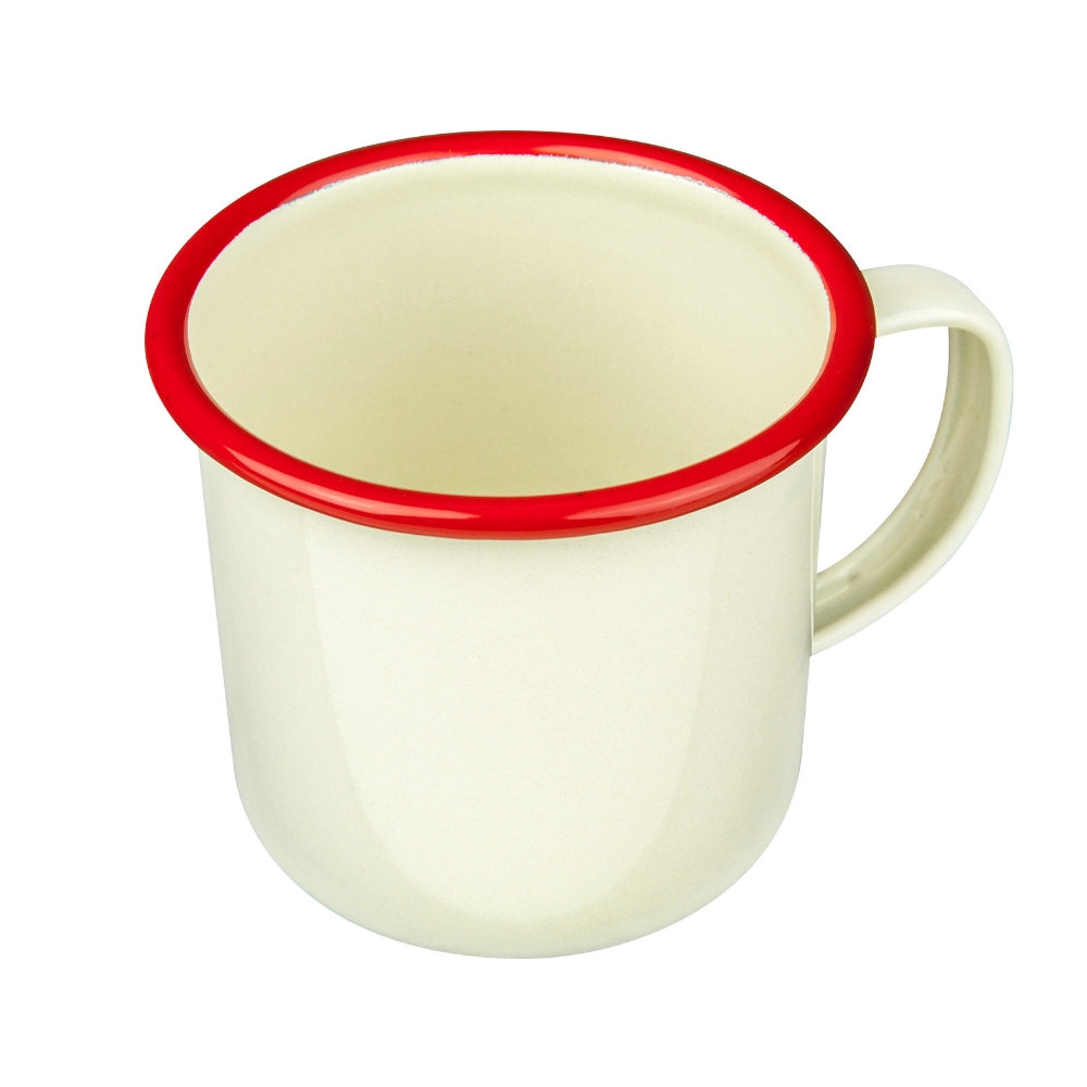 Enamel Mug Cream and Red 12.5oz