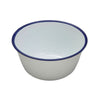 Enamel Round Pudding Basin White & Blue Rim 14cm