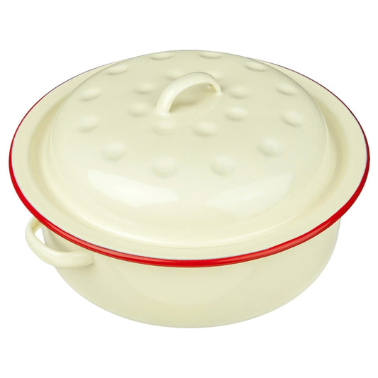 Enamel Round Roaster Cream and Red 20cm
