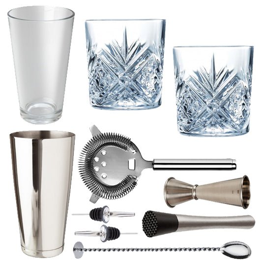 10 Piece Love Tiki Cocktail Set With Cocktail Old Fashioned Glasses In Presentation Box