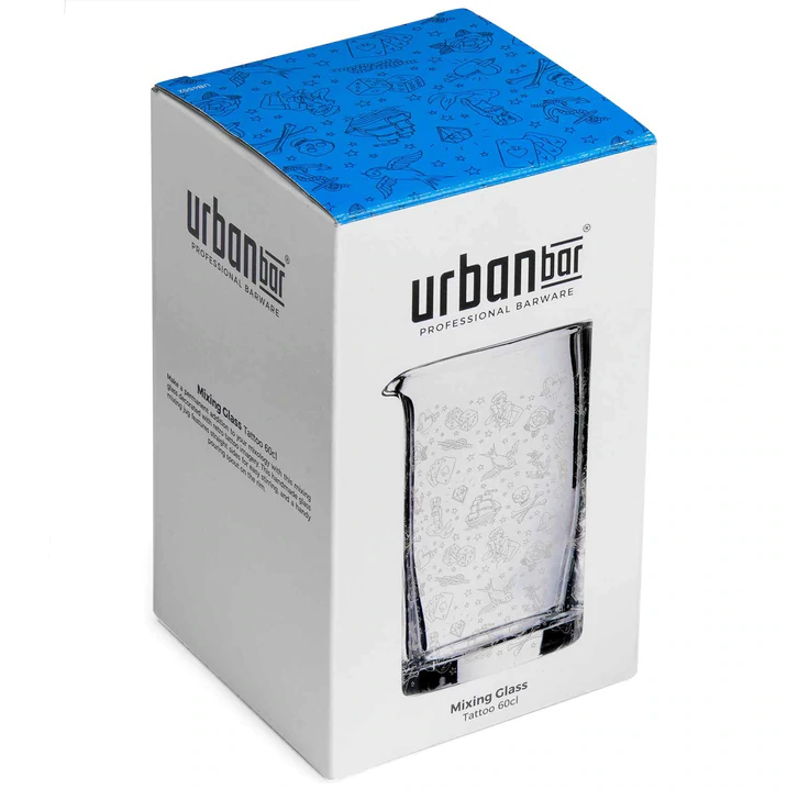 urban bar mixing glass in a box